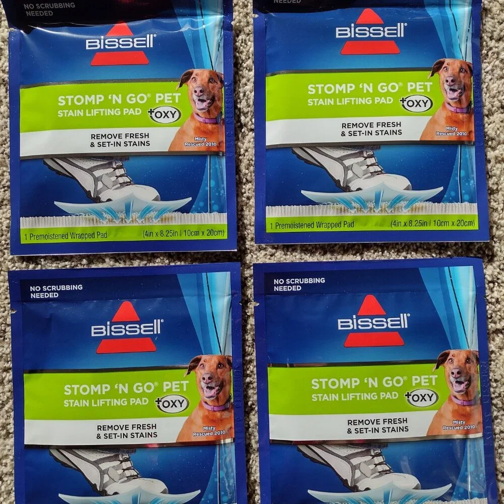 Bissell Stomp 'N Go Pet Stain Lifting Pads + Oxy for Carpet & Rug Lot of 4 New